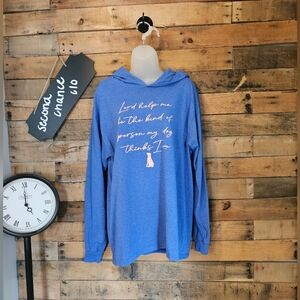 SALE-Blessed Girl WMS Blue Adult Hooded My Dog Script Long Sleeve Shirt Size L